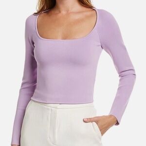 A.L.C. Belle Square Neck Knit Long Sleeve Top